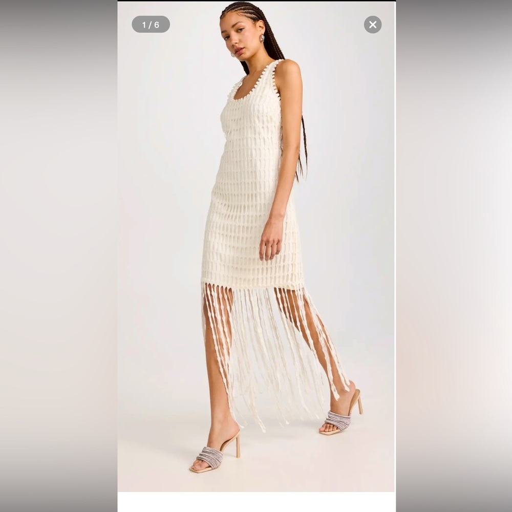 NWT Johnathan Simkhai Janette Fringed Crochet Dress Size 10